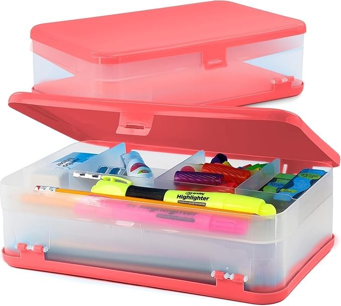 Double Deck Large Pencil Box Red