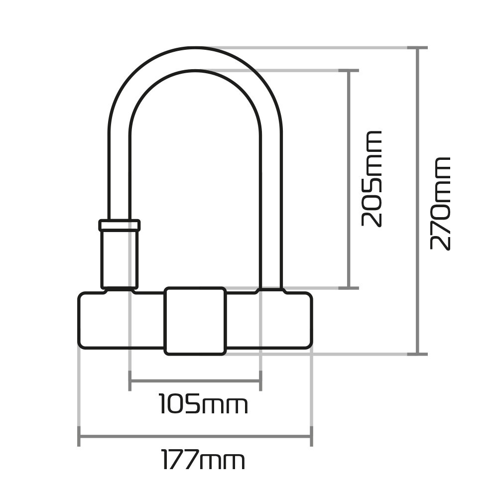 Oxford Magnum Motorcycle U-lock Solid Secure GOLD (170x285mm) with Bracket