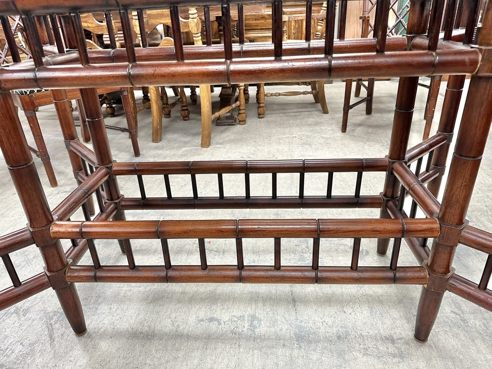 Bamboo Form Base Glass Top Dining Room Table