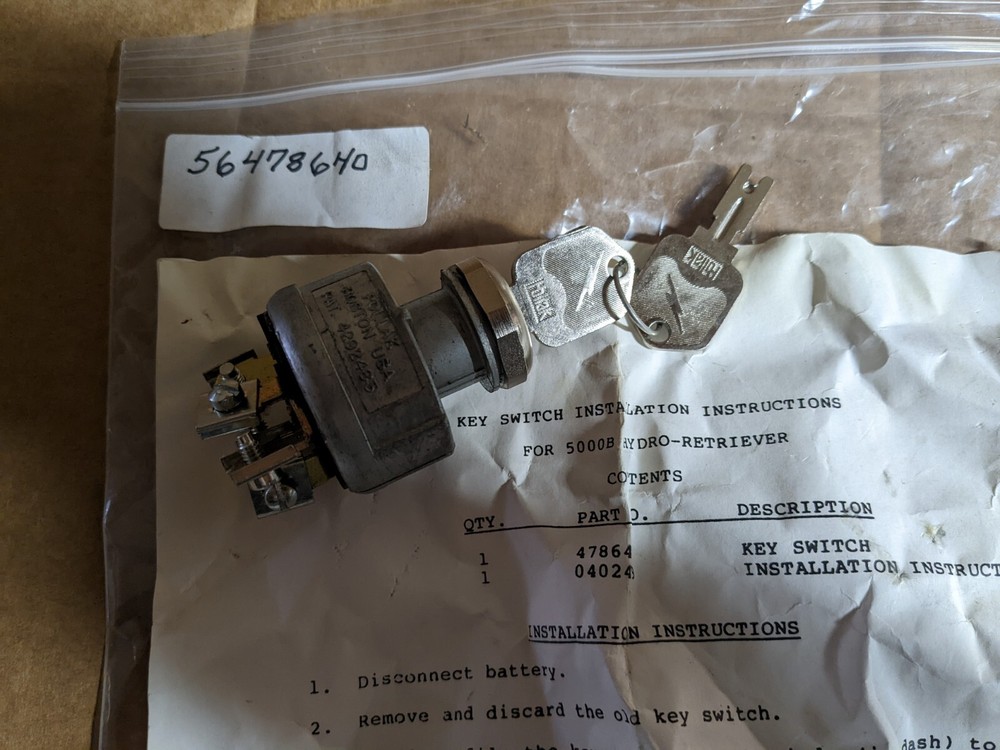 ADVANCE #5647860 KEY SWITCH for Floor Scrubbers