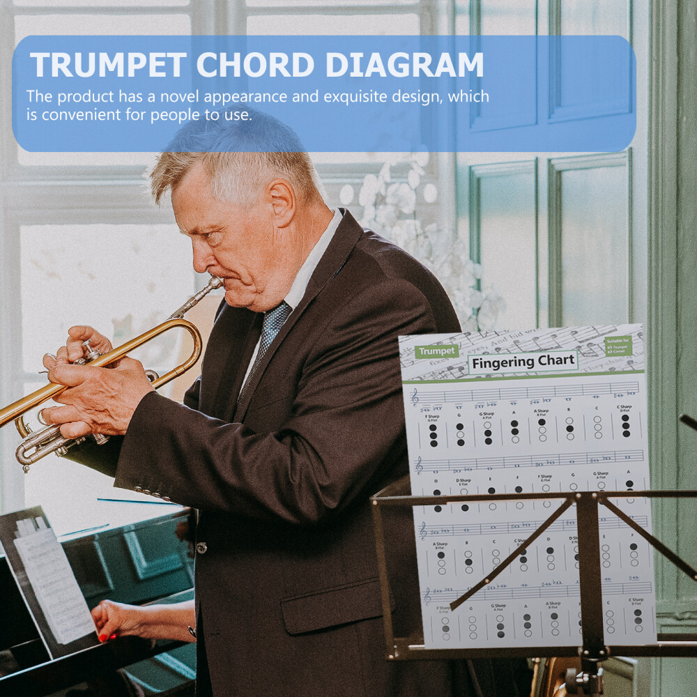 1Pc Trumpet Chord Practice Chart Beginners Chart Finger Guide (Assorted Color)