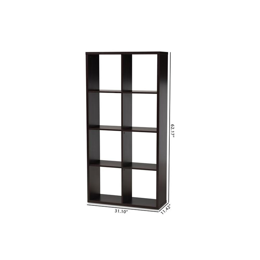 Baxton Studio Janne Dark Brown Finished 8-Cube Storage Shelf