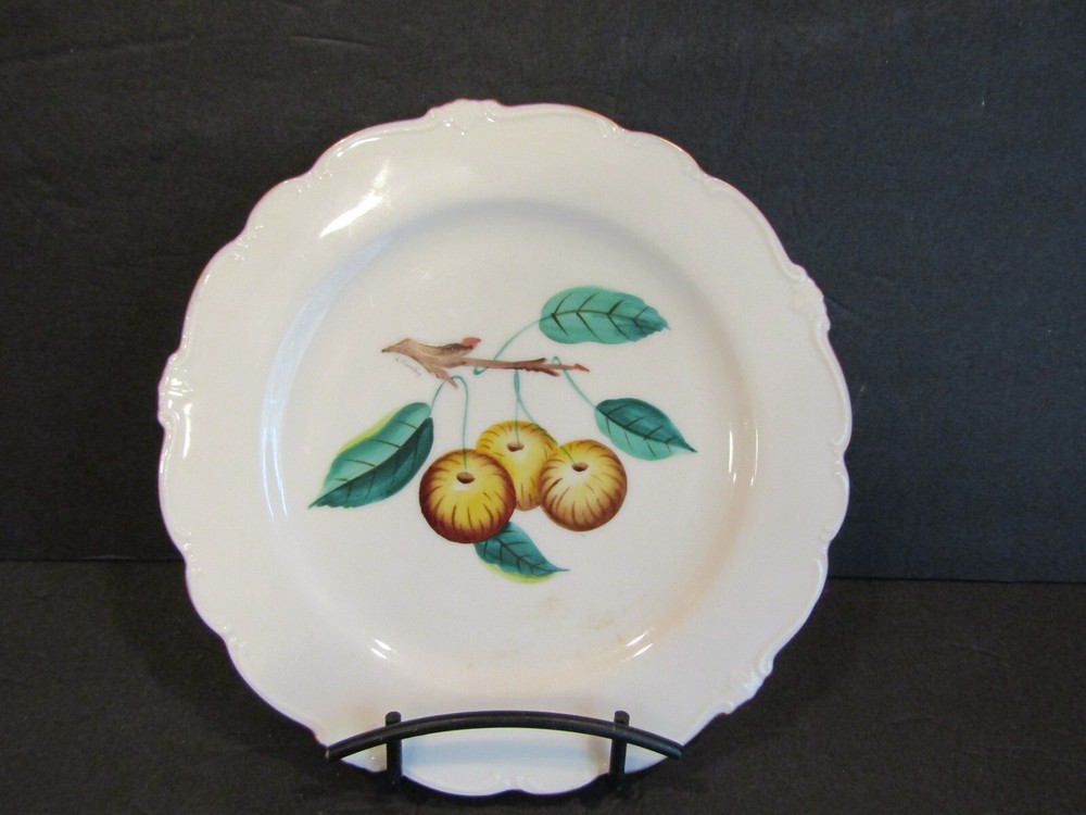 Castleton Studios CHERRIES 9 1/8" Luncheon Plate Painted-AMERICAN FRUIT PRINT