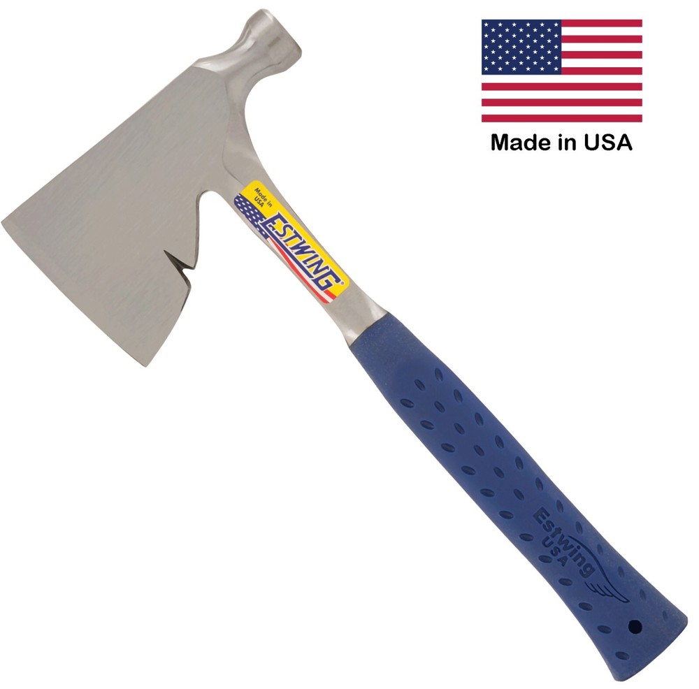 Estwing E3-2H Carpenter's Axe w/Blue Shock Reduction Grip, Smooth Face, USA Made