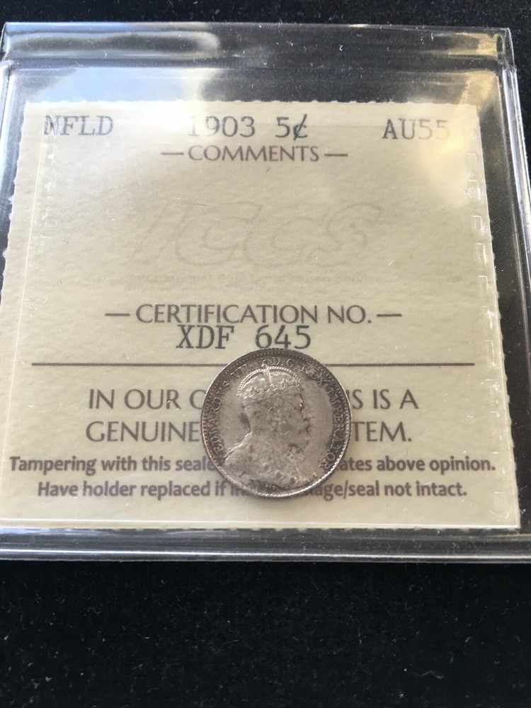 1903  ICCS Graded Newfoundland, Five Cent **AU-55**