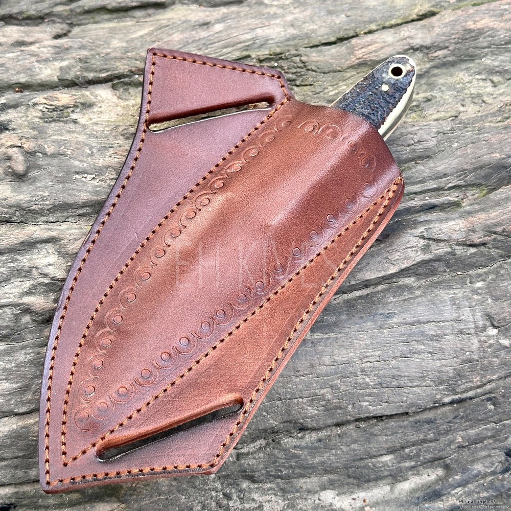 Custom Engraved Pure Leather Belt Loop Sheath for Fixed Blade & Skinner