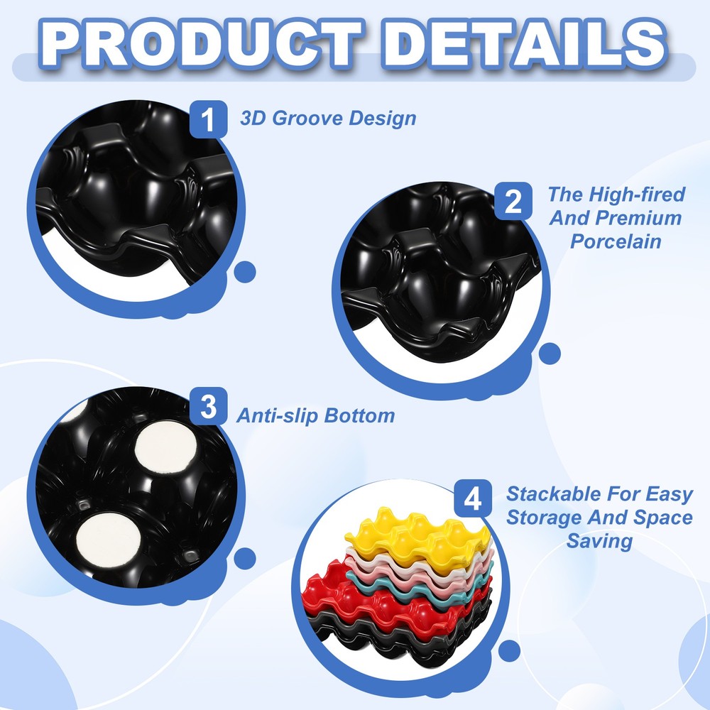 Ceramic 6 Cups Egg Tray Holder for Home Kitchen Storage, Black