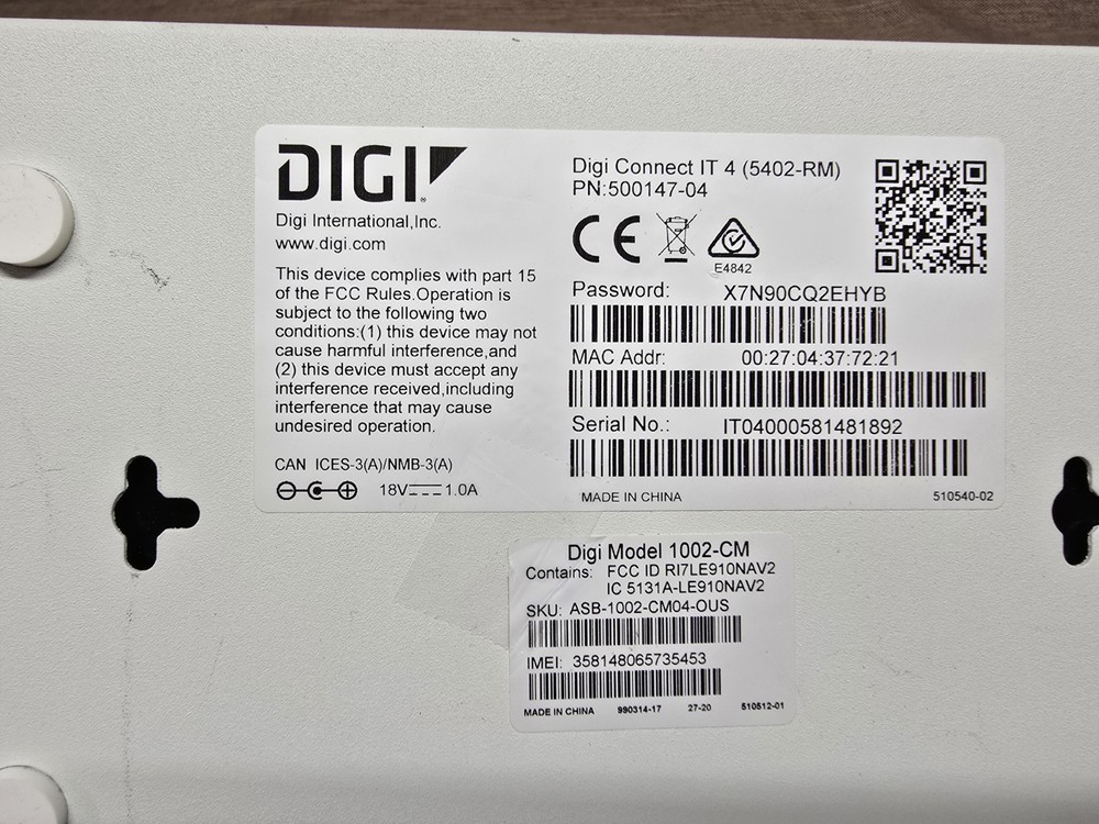 DIGI CONNECT IT 4 MODEM 5402-RM– Modem Only, No Cables, Tested,