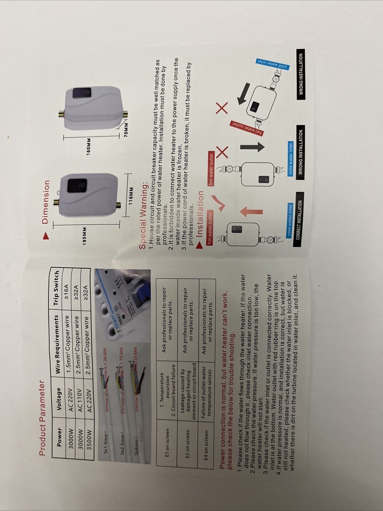 Brand New Water Heater 1 Pc 12x20 Cm Automatic Power Off Easy To Install