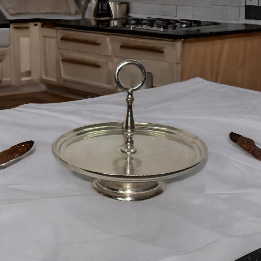 Single Tier Aluminum Cake Stand ,Decorative Cup Cake Stand with Handle