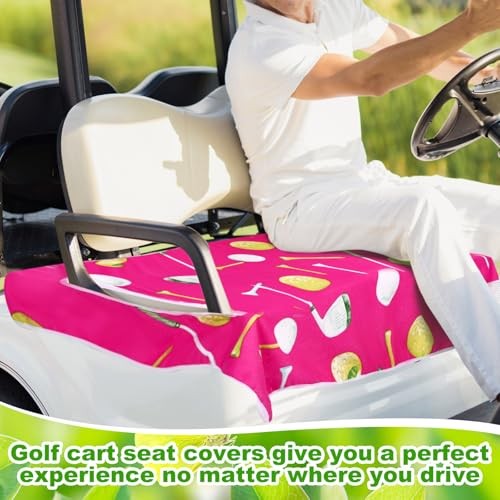 Microfiber Golf Cart Seat Cover with 3 Practice Golf Cute Pattern Rose Red