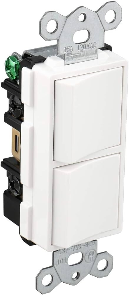White Single Pole Duplex Rocker Switches (10-Pack)