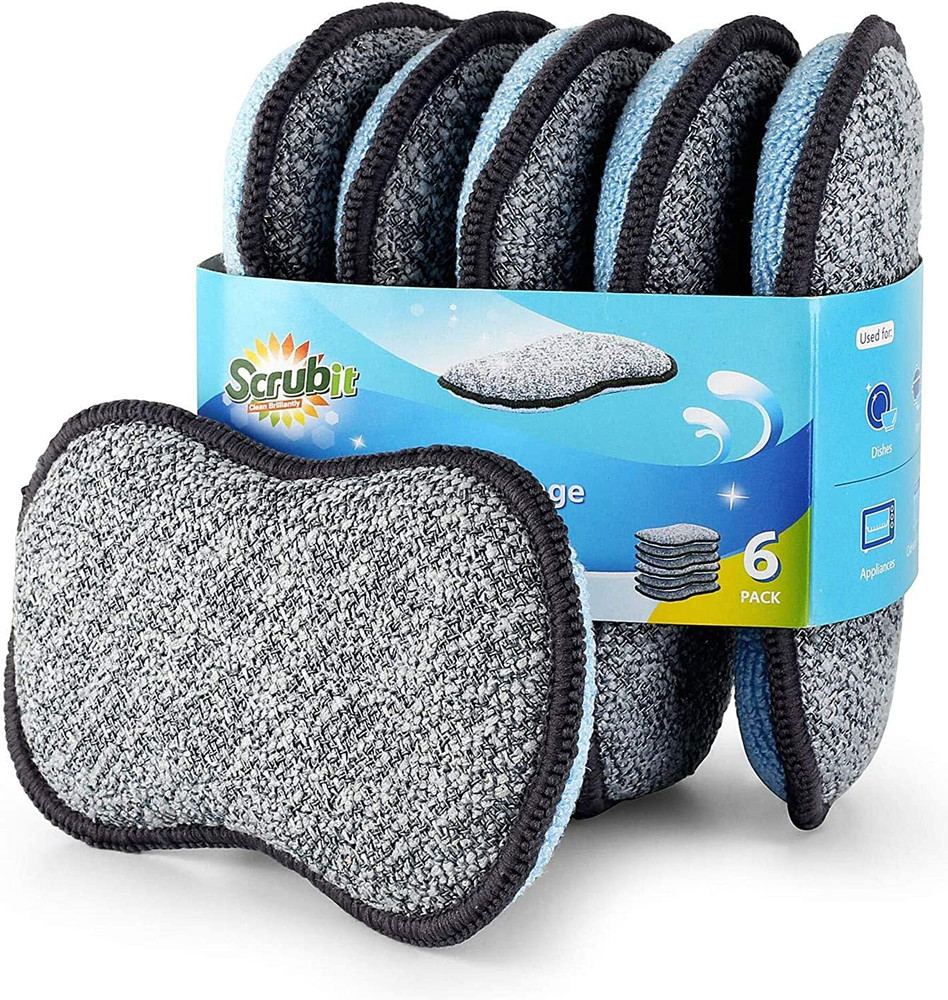 Multi-Purpose Sponges Kitchen by Scrub-It - Non-Scratch Microfiber Sponges for C