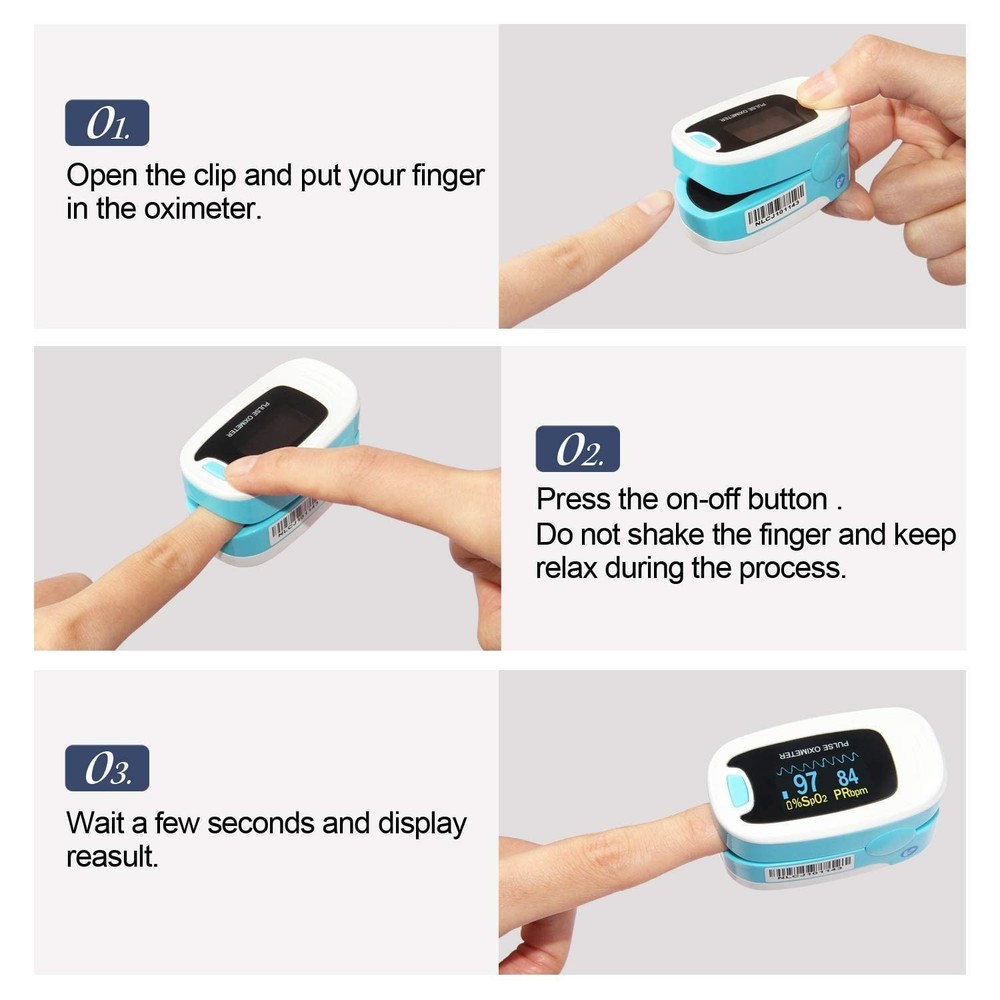 Lightweight Pulse Oximeter with Quick Readings & Adjustable Brightness For Ease