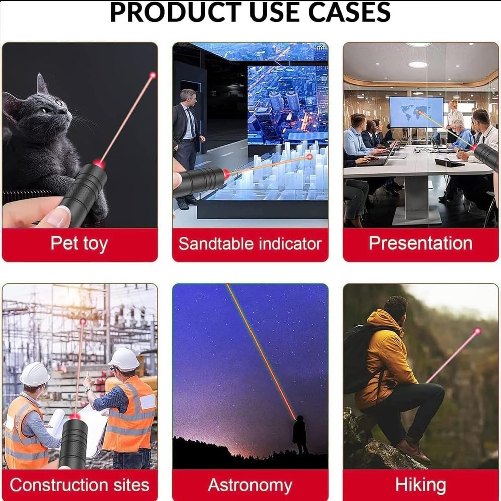 Rechargeable Laser Pointer for Cats & Presentations - Adjustable Beam Modes
