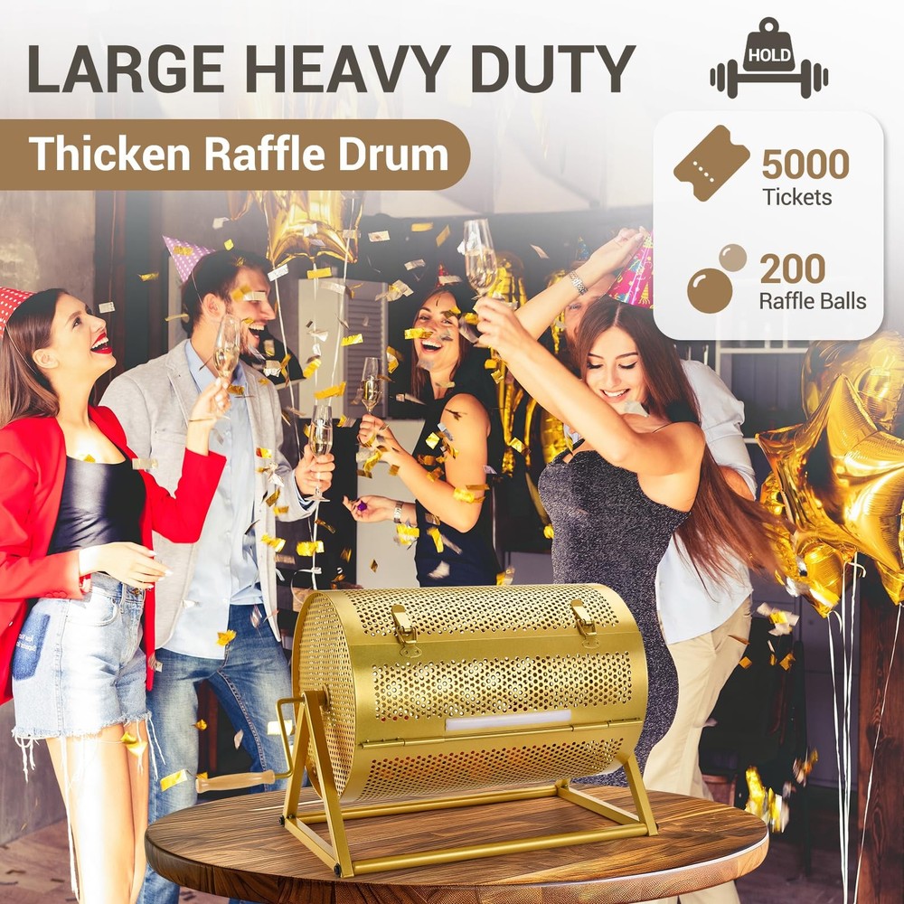 Extra Large Raffle Drum, Thickened Raffle Ticket Spinner Drum Box (Holds 5000...