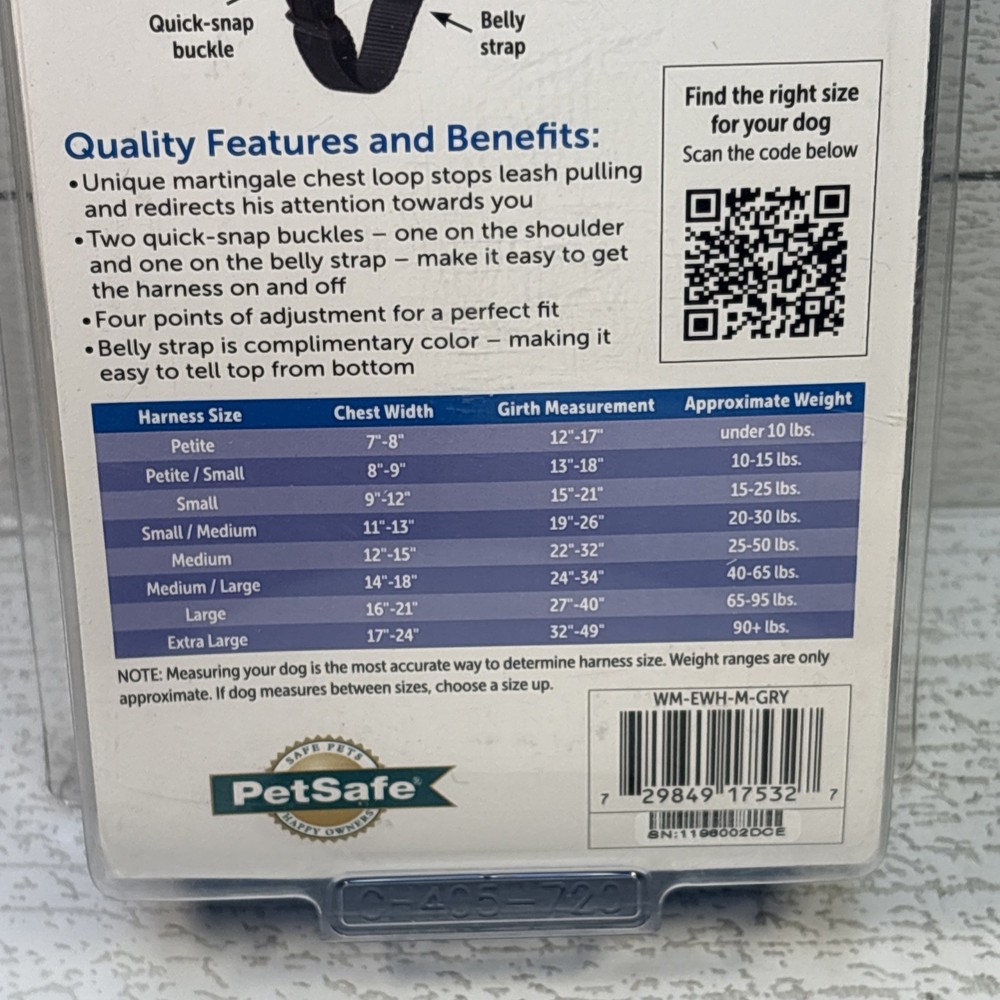 PetSafe Easy Walk No Pull Dog Harness Charcoal/Black Size Medium