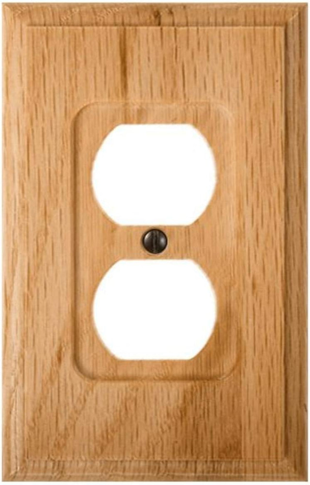 4025D Carson Wallplate, 1 Duplex, Wood, Light Oak, 1-Pack