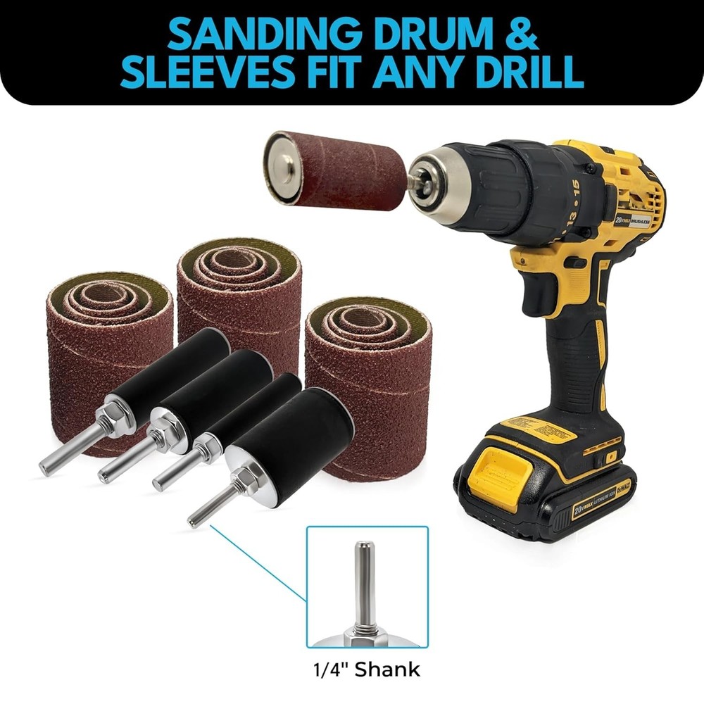 Spindle Sander Attachment with 28 Sanding Sleeves for Woodworking Projects