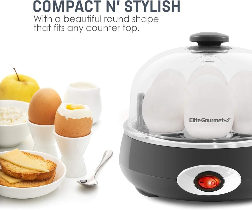 Automatic Egg Cooker for Perfect Boiled Eggs - 7-Egg Capacity, Timer & Buzzer