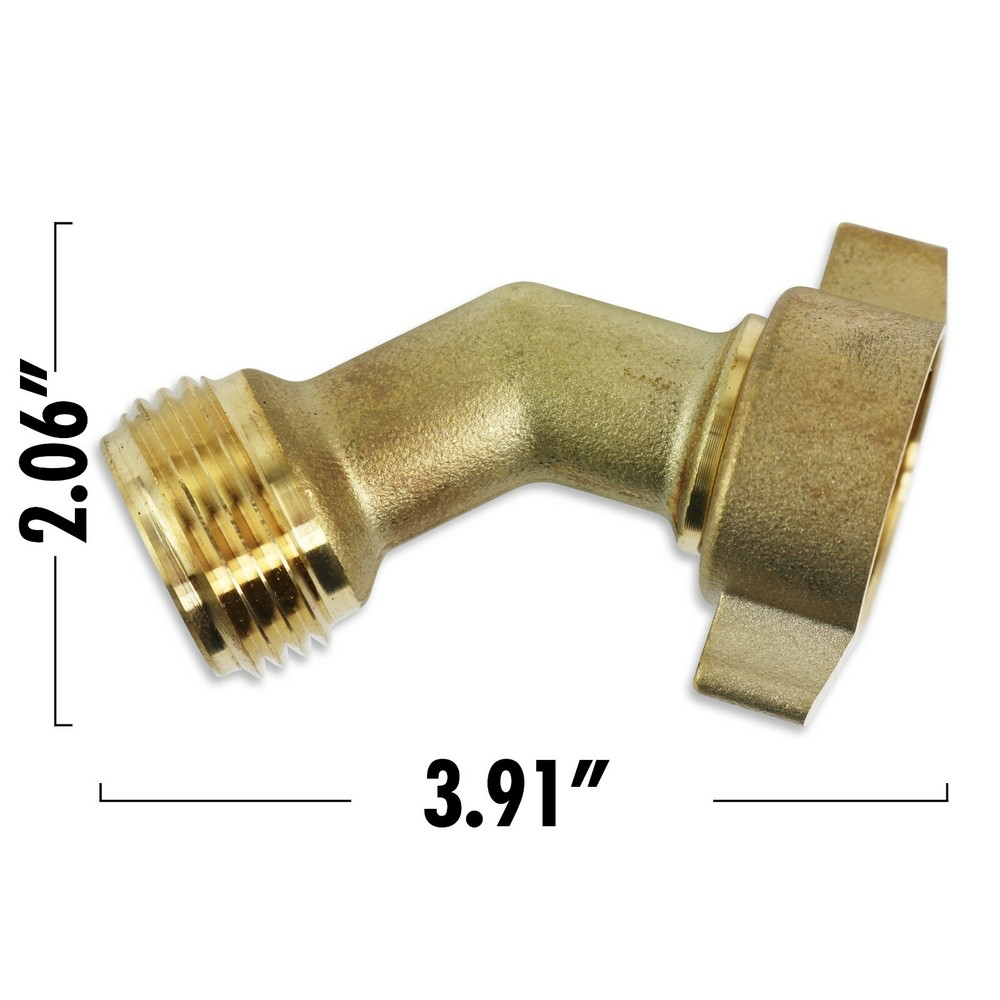 Leisure Coachworks 45 Degree Hose Elbow RV Water Intake Fitting Solid Brass 3/4"