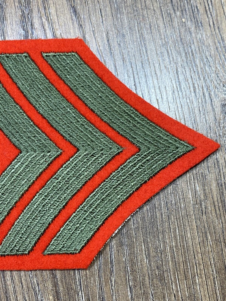 USMC Marines Chevron ~ Gunnery Sergeant (GySgt) ~ E7 ~ Patch Set ~ Green on Red