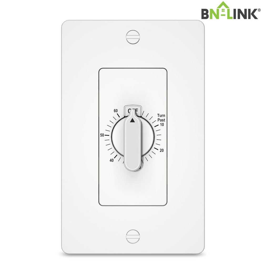 BN-LINK Mechanical Countdown Timer Switch for Lights, Bathroom Fan Timer Switch