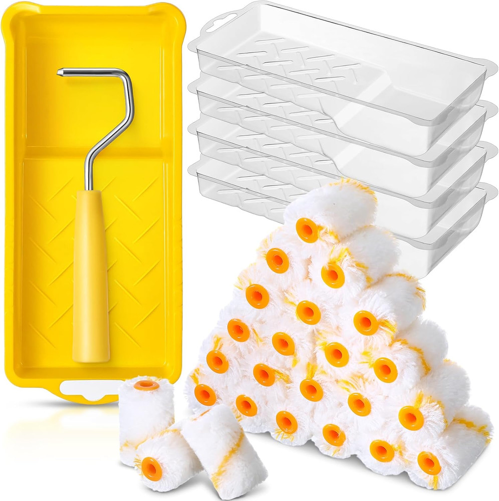 Pack of 30 Paint Roller Kit Includes 24 Pcs 2 Inch Microfiber Roller Covers with