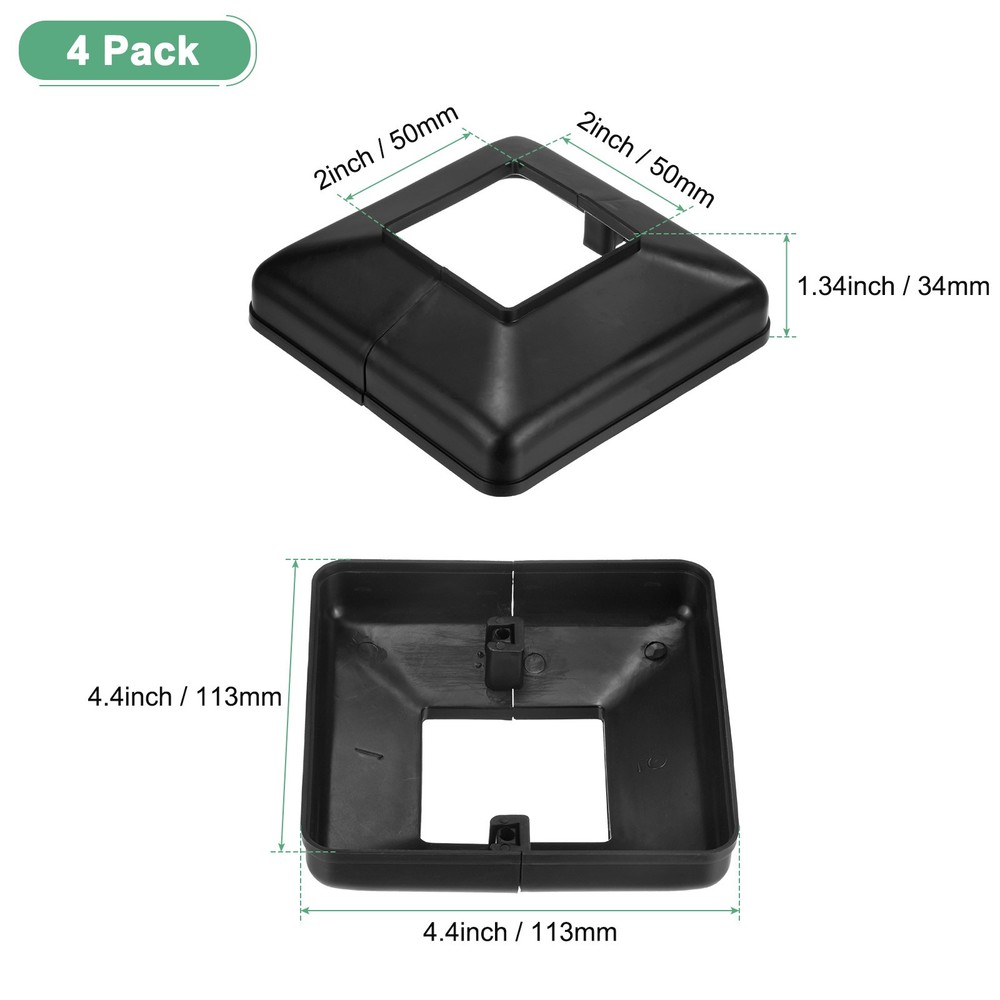 4-Pack Post Base Cover, Internal 2"x 2" PVC Post Skirt Split Type for Railing