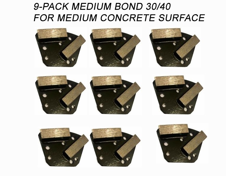 9-Pack! Diamond Grinding Discs for Bolt-on Grinder For Medium Surface Grit 30/40