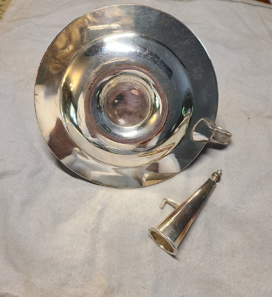 ANTQUE 2 PIECE SILVER CANDLESTICK CANDLE HOLDER & SNUFFER ♡ GORGEOUS