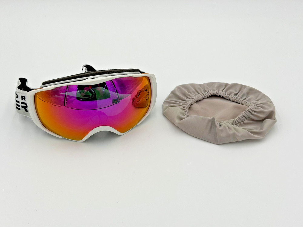OUTDOORMASTER SKI SNOWBOARD GOGGLES WHITE FRAME PINK ADJUSTABLE STRAP