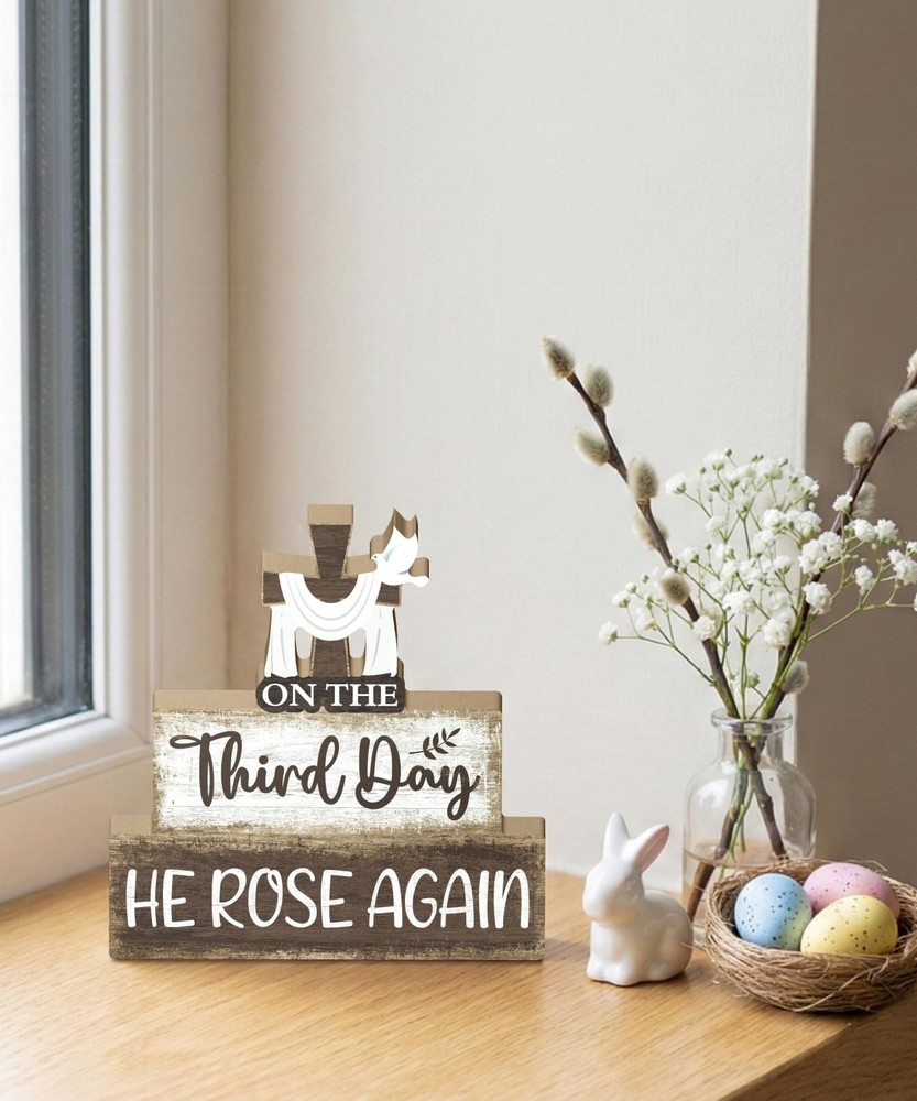 Putuo Decor Easter Table Decoration, On The Third White Cloth Resurrection