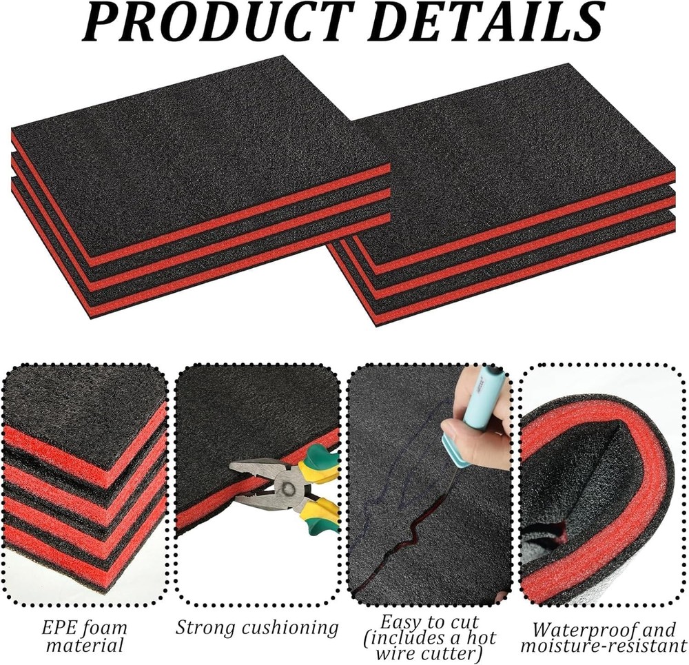 6 Pack Tool Box Foam Inserts for Cases,Tool Box Liner Polyethylene Sheets, To...