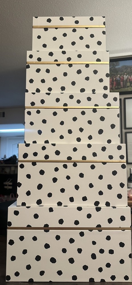 Rare!! Gorgeous Timeless Kate Spade Polka Dot Nesting Storage Boxes
