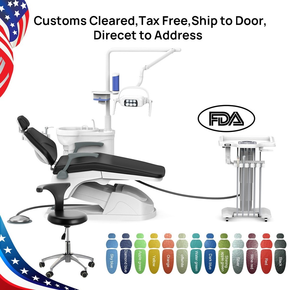 Dental Unit Chair Computer Controlled DC Motor Ceramic spittoon +Doctor Stool US