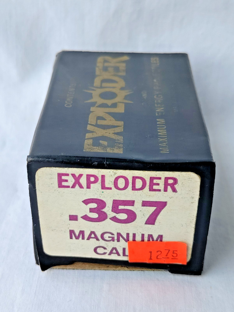 Vintage Exploder .357 Magnum Ammo Box Empty Maximum Energy Projectiles USA