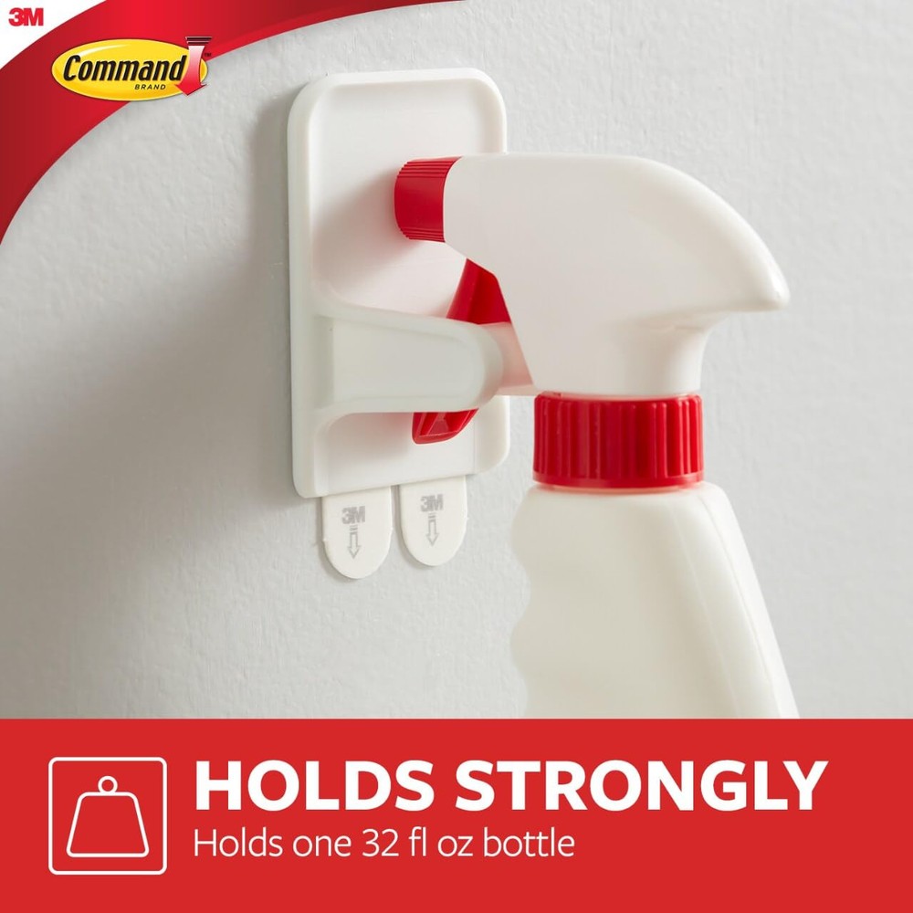 Command Spray Bottle Holder Set 2 White Hangers Damage Free Storage Solution