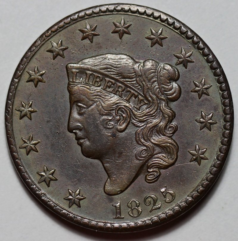 1825 Coronet Head Large Cent - US 1c Copper Coin