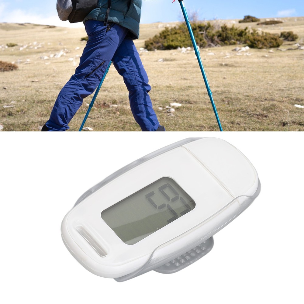 (White)Step Counter Large LCD Screen USB Rechargeable Pedometer W/ Lanyard FF
