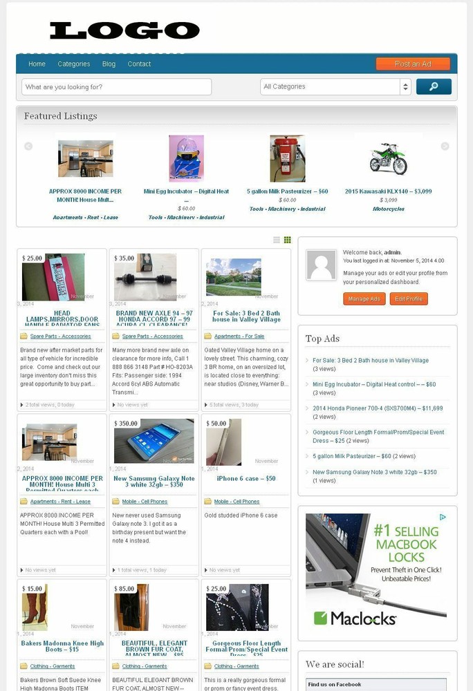 Professional Classifieds Directory Website + free hosting
