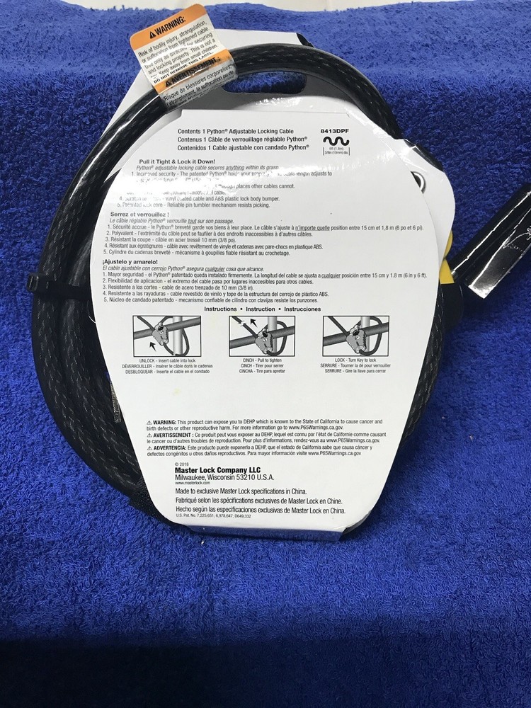 Master Lock 8413DPF 6' Python™ Adjustable Locking Cable