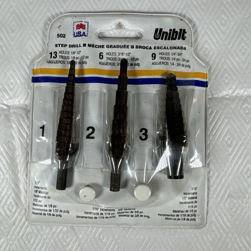 3 Pc. Unibit Step Drill Set