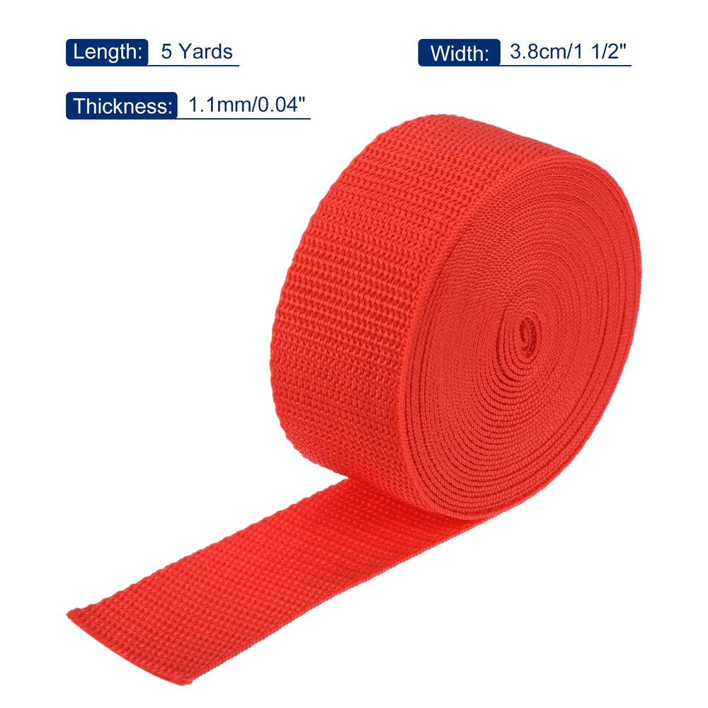 Lightweight Polypropylene Webbing Strap 3.8cm 5 Yard Orange Red