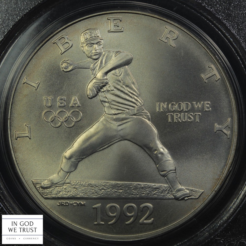 1992 D Olympics Baseball Commemorative Silver Dollar $1 PCGS MS 66