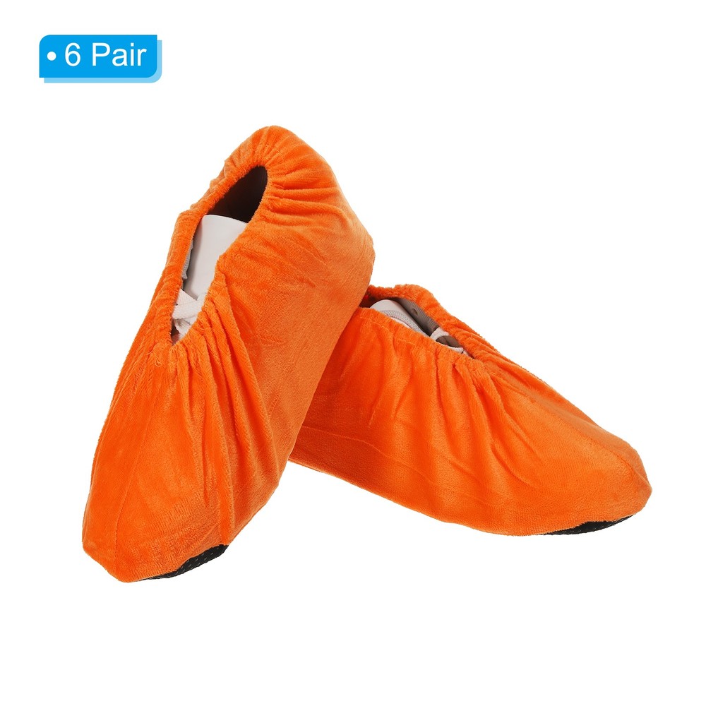 6 Pair Reusable Non Slip Shoe Covers Washable Boot Covers Orange