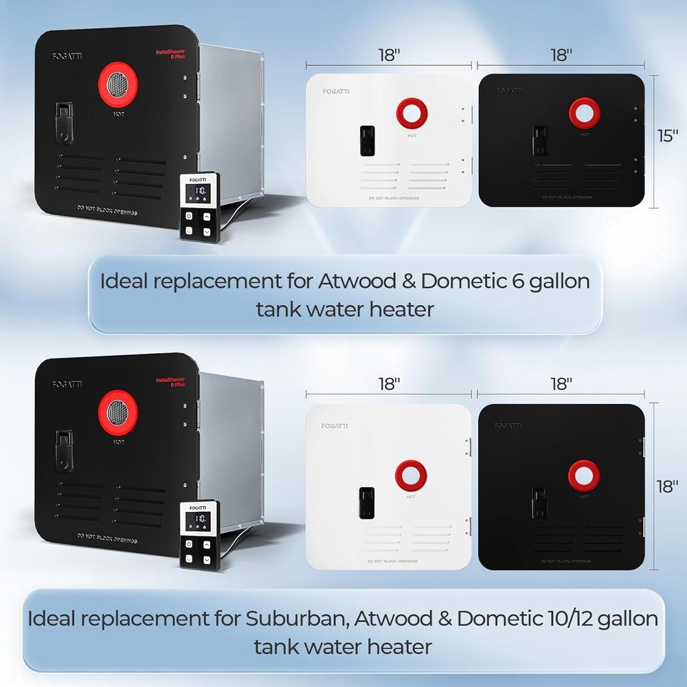 FOGATTI 55,000 BTU RV Tankless Water Heater 2.9 GPM RV Instant Hot Water Heater