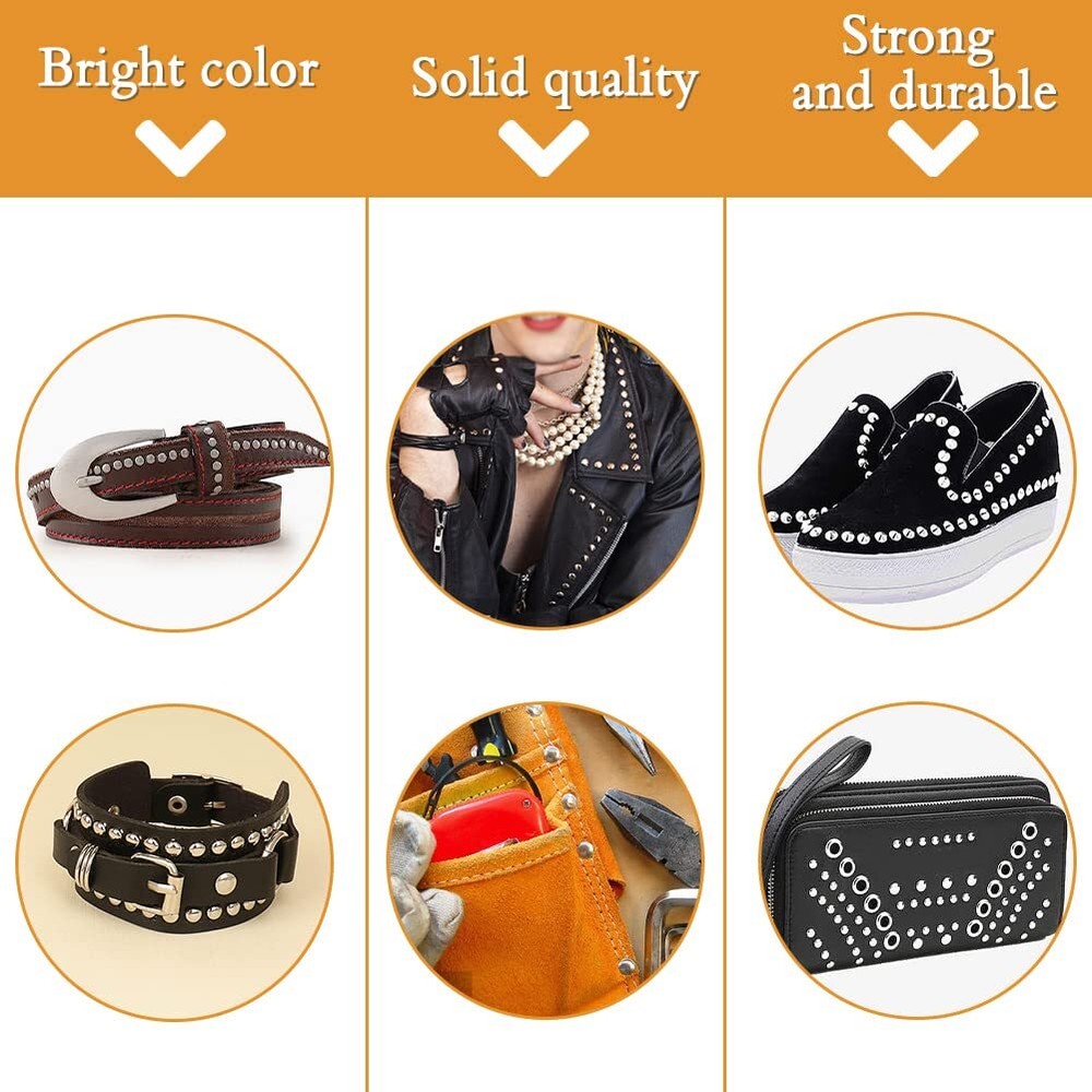 240 Sets Rivets for Leather Leather Rivets 3 Sizes Leather Double Cap Rivets ...