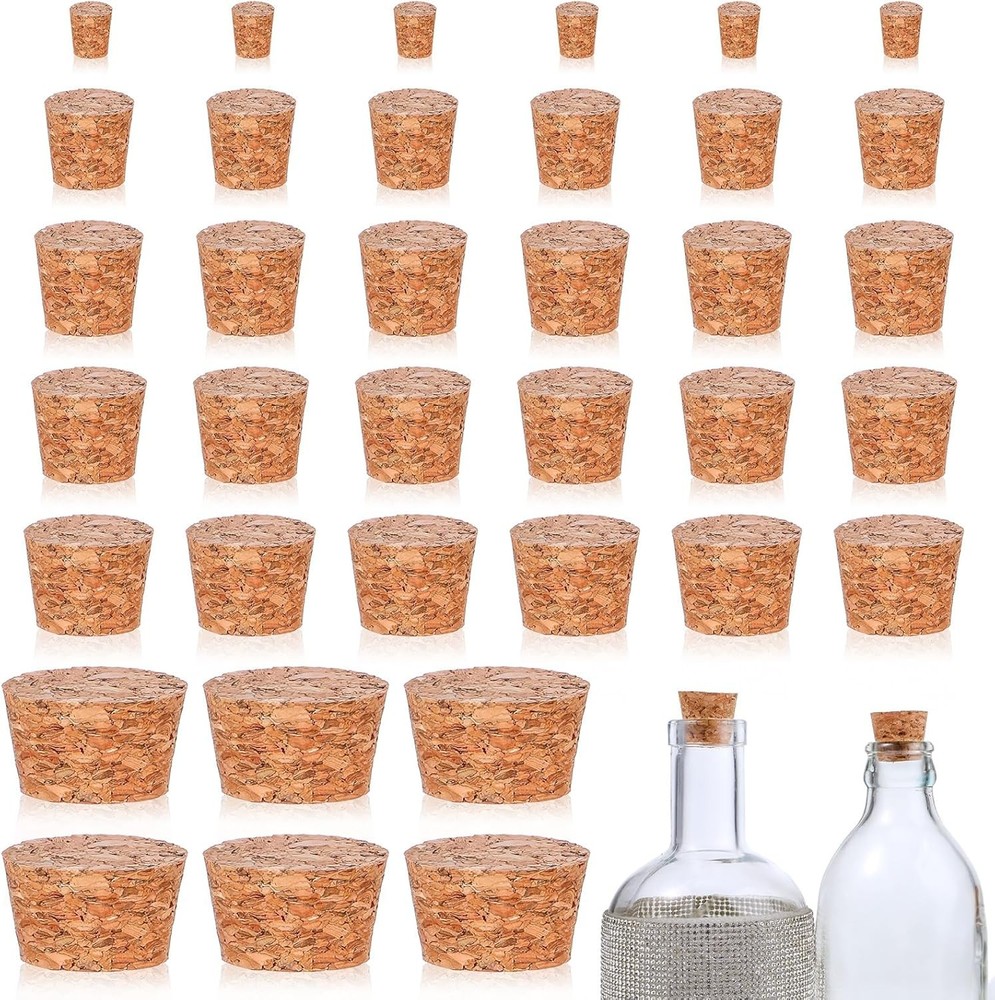 30 Pieces 6 Sizes Tiny Corks for Mini Bottles Assorted Corks Replacement for Win