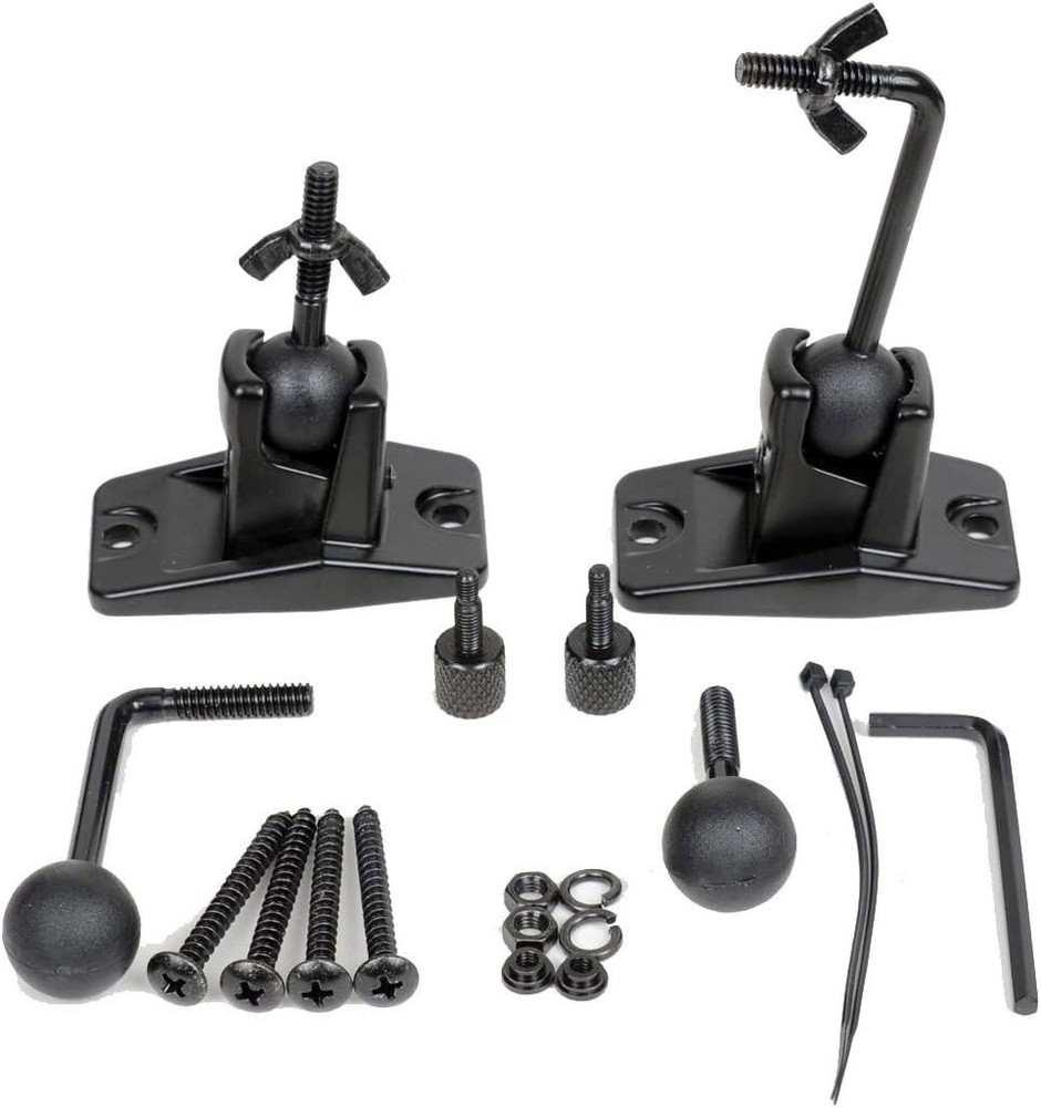 5 Heavy-Duty Black Satellite Speaker Mounts - Adjustable Wall/Ceiling Brackets